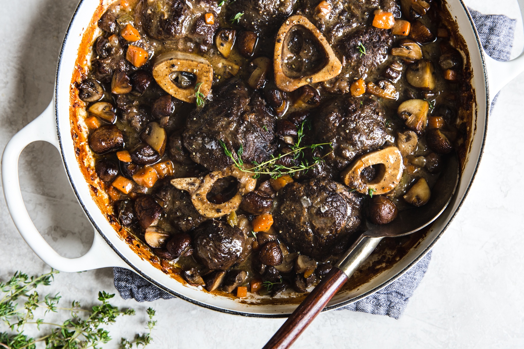 White Wine Braised Shanks with Mushroom Gravy